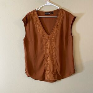 New York & Co Sienna Brown Sleeveless Blouse Sz M